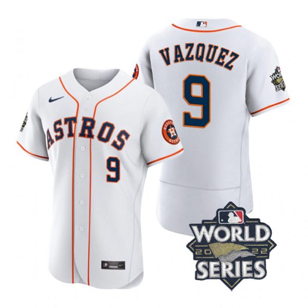 Astros 9 Christian Vazquez White Nike 2022 World Series Flexbase Jersey->houston astros->MLB Jersey